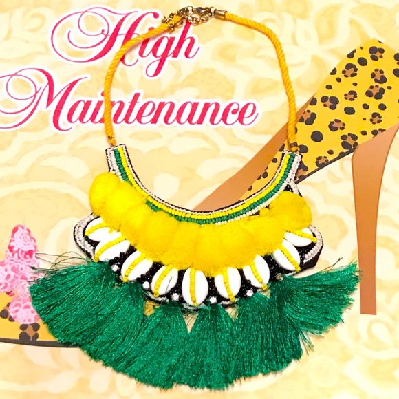 Ethnic Boho Beaded Tassel Cowrie Shell Necklace - Picture 1 of 16